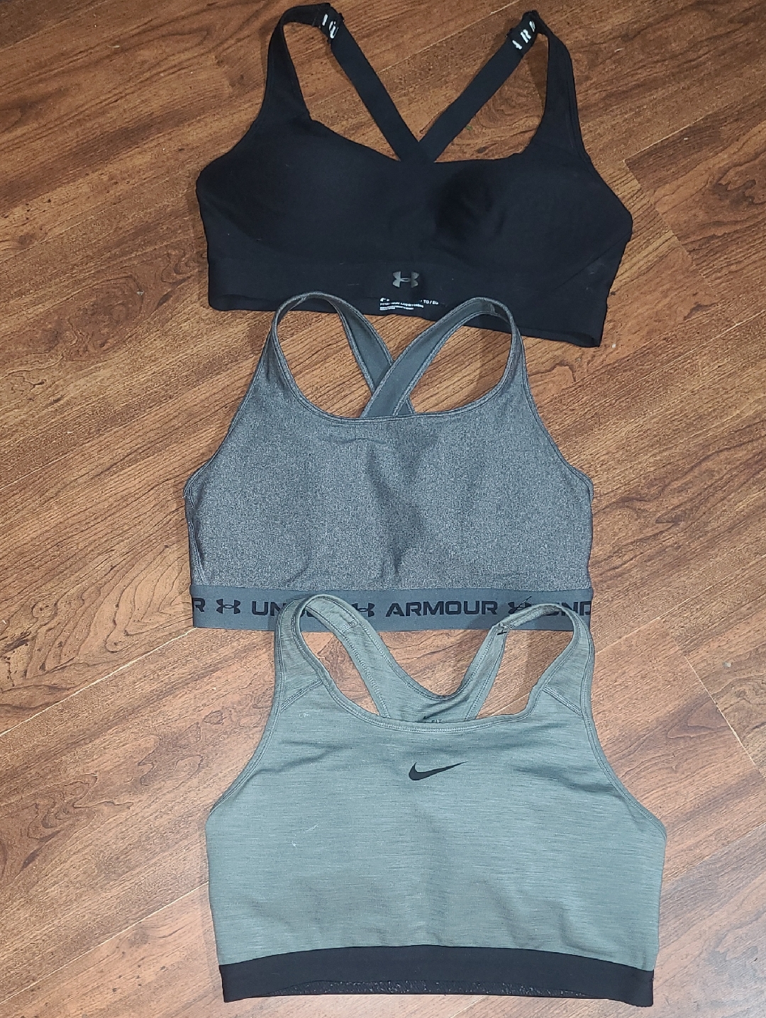 Under Armour And Nike Women's Black & Gray Racerback Sports Bras - Trio Set